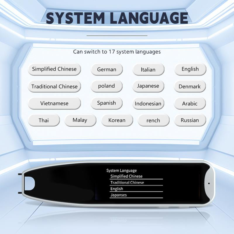 Intelligent Translation Pen 3.69 Inch Screen, Large Screen, Ultra-High Definition, Can Translate 10 Languages without Internet, Wifi Can Scan and Translate 60 Languages Online, and 17 System Languages Can Be Switched Digital Products Smart