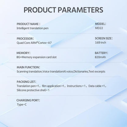 Intelligent Translation Pen 3.69 Inch Screen, Large Screen, Ultra-High Definition, Can Translate 10 Languages without Internet, Wifi Can Scan and Translate 60 Languages Online, and 17 System Languages Can Be Switched Digital Products Smart
